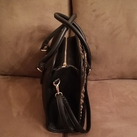 Black handbag with gold studs and hardware - Picture 5 of 16